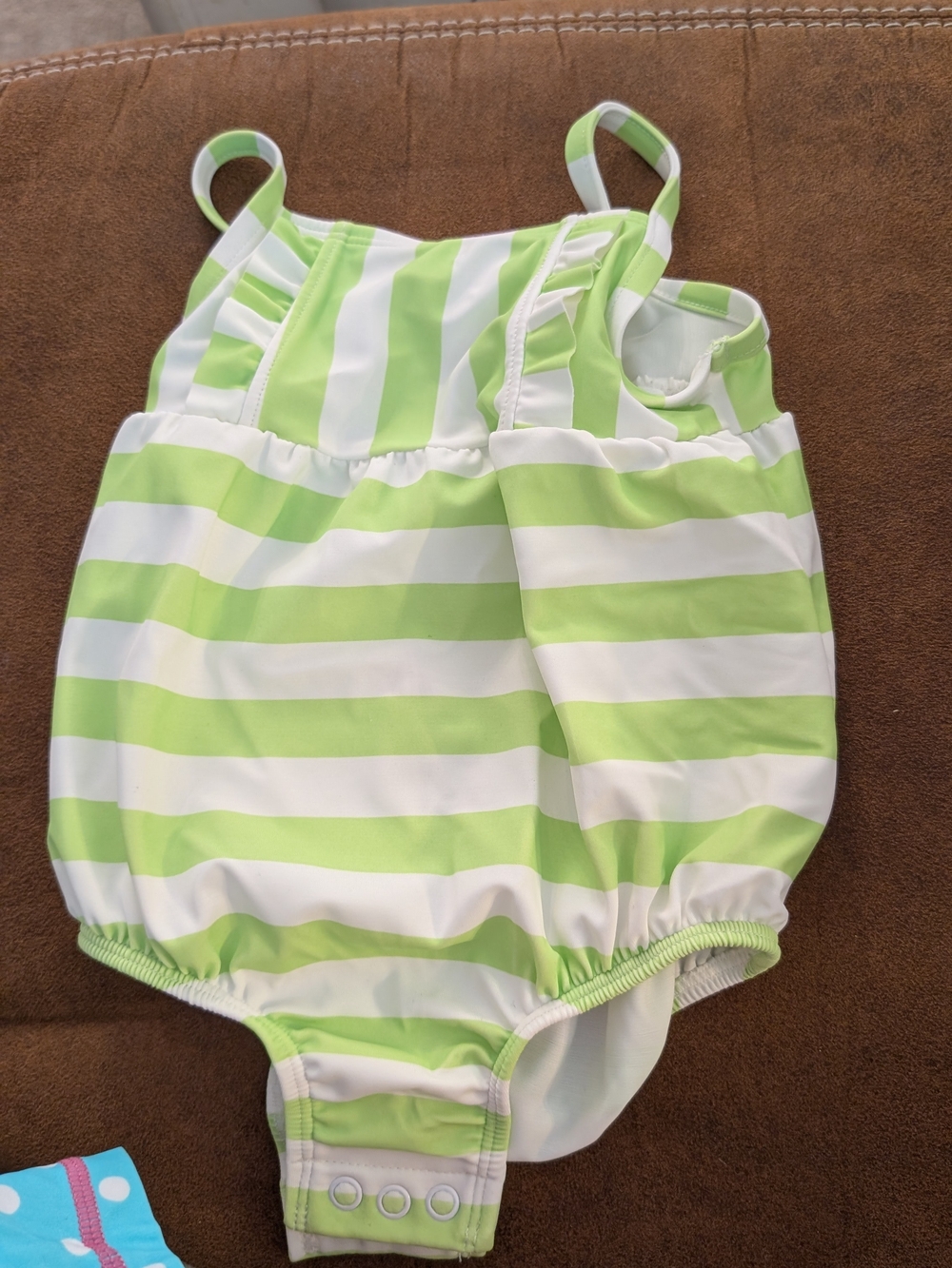 Carter's Green and White Striped One-Piece Swimsuit